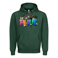Sports Green Easter Day He is alive Zipper Hoodie - OliviaCreatesArt