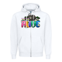 White Easter Day He is alive Zipper Hoodie - OliviaCreatesArt