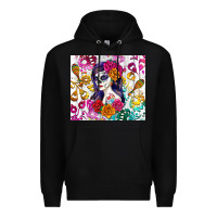 Black sugar skull girl Premium Hoodie - RanaPortraitStore