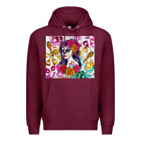 Burgundy sugar skull girl Premium Hoodie - RanaPortraitStore