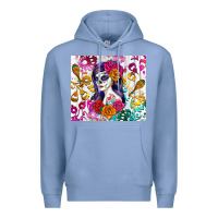 Colony Blue sugar skull girl Premium Hoodie - RanaPortraitStore