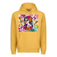 Mustard sugar skull girl Premium Hoodie - RanaPortraitStore