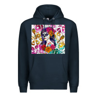 Navy sugar skull girl Premium Hoodie - RanaPortraitStore