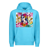 Ocean Blue sugar skull girl Premium Hoodie - RanaPortraitStore