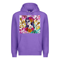 Purple sugar skull girl Premium Hoodie - RanaPortraitStore