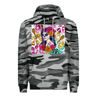 Slate Camo sugar skull girl Premium Hoodie - RanaPortraitStore