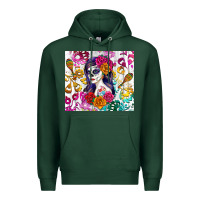 Sports Green sugar skull girl Premium Hoodie - RanaPortraitStore