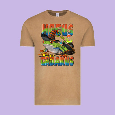 Hocus Croakus Halloween Frog Vintage Tee Designed By Lillyallendesigns