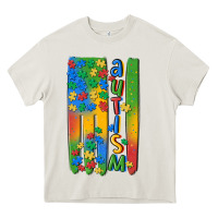 Cream autism american flag Heavy Core Tee - MaliasSmallBusiness