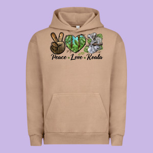 Peace Love Koala Urban Hoodie Designed By Lillyallendesigns