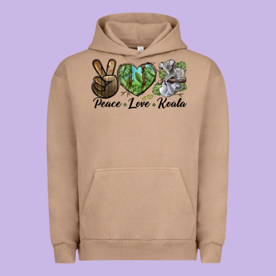 Peace Love Koala Urban Hoodie Designed By Lillyallendesigns