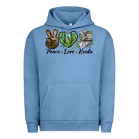 Pigment Pebble Blue peace love koala Urban Hoodie - LillyAllenDesigns