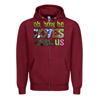 Burgundy Easter Day Oh he loves us Zipper Hoodie - OliviaCreatesArt