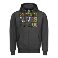 Charcoal Heather Easter Day Oh he loves us Zipper Hoodie - OliviaCreatesArt