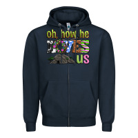 Navy Easter Day Oh he loves us Zipper Hoodie - OliviaCreatesArt