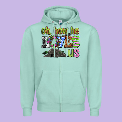 Easter Day Oh He Loves Us Zipper Hoodie Designed By Oliviacreatesart