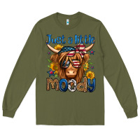 Army Green just a little moody 4th of july long haired cow Long Sleeve Tee - Jasminsmagicworld