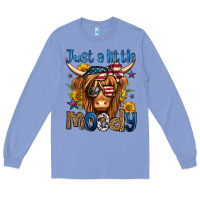 Colony Blue just a little moody 4th of july long haired cow Long Sleeve Tee - Jasminsmagicworld