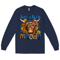 Navy just a little moody 4th of july long haired cow Long Sleeve Tee - Jasminsmagicworld