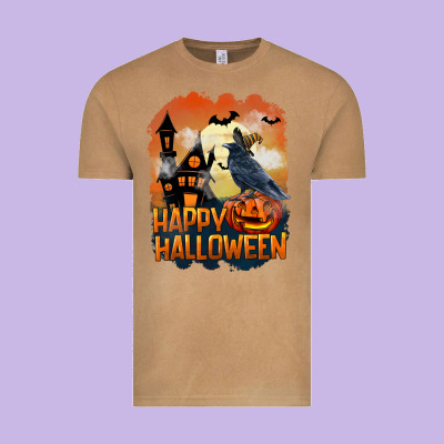 Happy Halloween With Crow Vintage Tee Designed By Lillyallendesigns