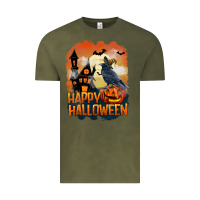 Vintage Olive Happy Halloween With Crow Vintage Tee - LillyAllenDesigns
