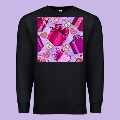 Valentines Day Gift Box And Cookie Seamless Pattern Premium Sweatshirt Designed By Bundleandbundleshop