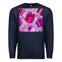 Navy valentines day gift box and cookie seamless pattern Premium Sweatshirt - BundleAndBundleShop