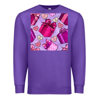 Purple valentines day gift box and cookie seamless pattern Premium Sweatshirt - BundleAndBundleShop
