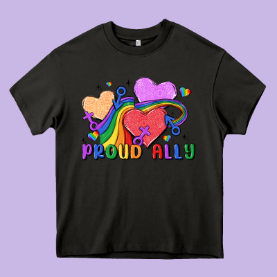 Proud Ally Heavy Core Tee Designed By Maliassmallbusiness