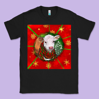 Christmas Hereford Calf Classic Tee Designed By Lillyallendesigns