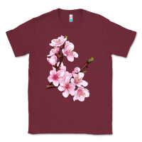 Burgundy Peach Blossom Illustrations Classic Tee - LillyAllenDesigns