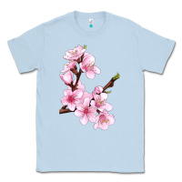 Dusty Blue Peach Blossom Illustrations Classic Tee - LillyAllenDesigns