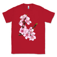 Red Peach Blossom Illustrations Classic Tee - LillyAllenDesigns