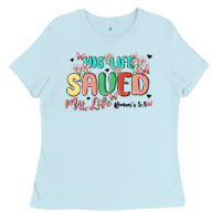 Baby Blue his life saved my life Ladies Tee - MaliasSmallBusiness