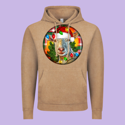 Saanen Goat Christmas Vintage Hoodie Designed By Lillyallendesigns