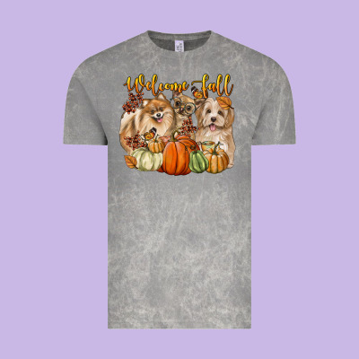 Welcome Fall With Dogs Vintage Tee Designed By Lillyallendesigns