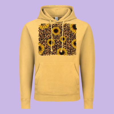 Leopard Sunflowers Background Vintage Hoodie Designed By Ranaportraitstore