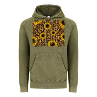 Vintage Olive leopard sunflowers background Vintage Hoodie - RanaPortraitStore