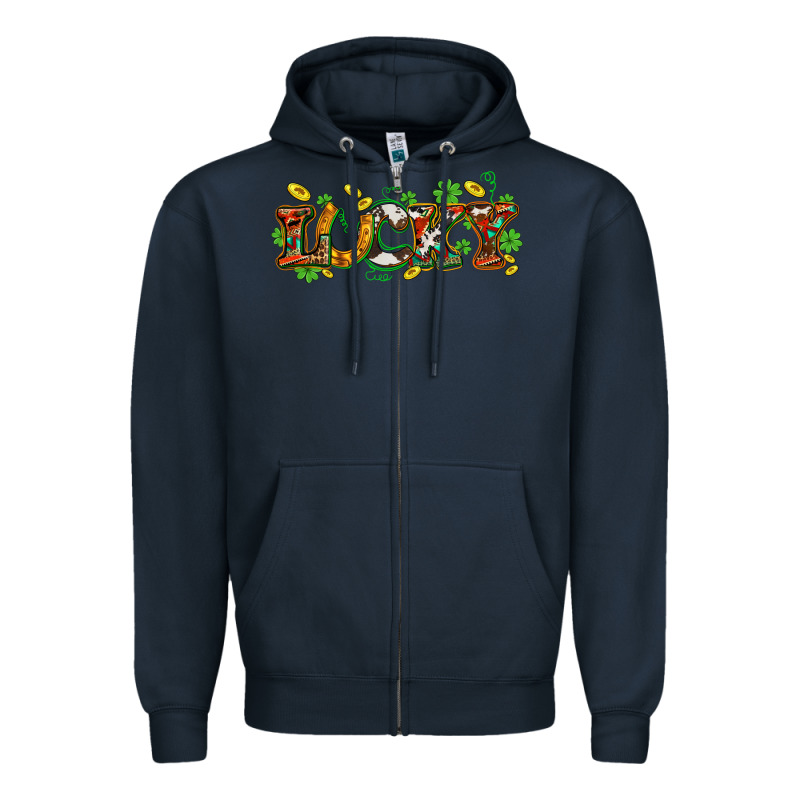 St. Patrick's Western Lucky And Shamrocks Zipper Hoodie by OliviaCreatesArt | Teevron