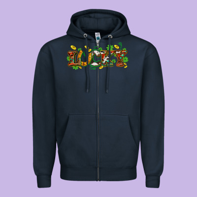St. Patrick's Western Lucky And Shamrocks Zipper Hoodie Designed By Oliviacreatesart