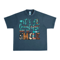Midnight Navy it’s a beautiful day to smile Urban Heavy Tee - JahusDesignShop