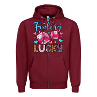 Burgundy feeling lucky valentine's day olivia Zipper Hoodie - OliviaCreatesArt
