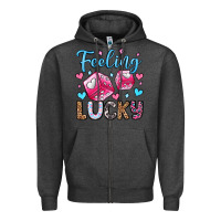 Charcoal Heather feeling lucky valentine's day olivia Zipper Hoodie - OliviaCreatesArt