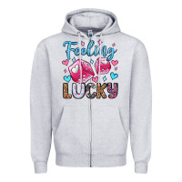 Heather Grey feeling lucky valentine's day olivia Zipper Hoodie - OliviaCreatesArt