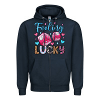 Navy feeling lucky valentine's day olivia Zipper Hoodie - OliviaCreatesArt