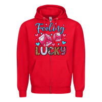 Red feeling lucky valentine's day olivia Zipper Hoodie - OliviaCreatesArt