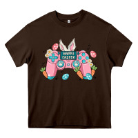 Chocolate Brown happy easter Heavy Core Tee - MaliasSmallBusiness