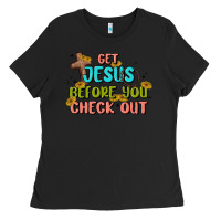 Black get jesus before you check out Ladies Tee - MaliasSmallBusiness