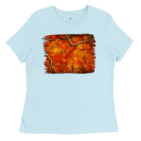 Baby Blue orange hunter camouflage pattern brushstroke Ladies Tee - Jasminsmagicworld