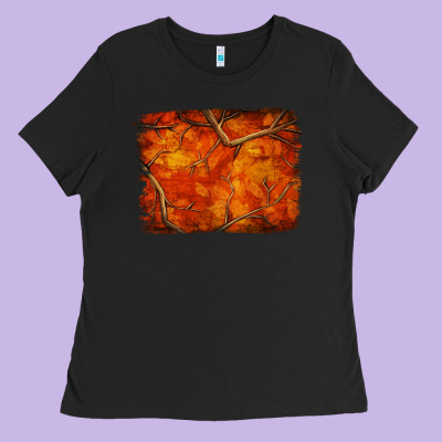 Orange Hunter Camouflage Pattern Brushstroke Ladies Tee Designed By Jasminsmagicworld